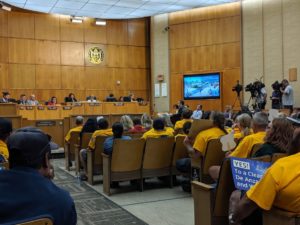 Community members packed the Council chamber in support.