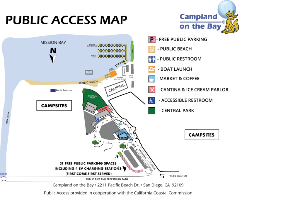 public access map for Campland on the Bay