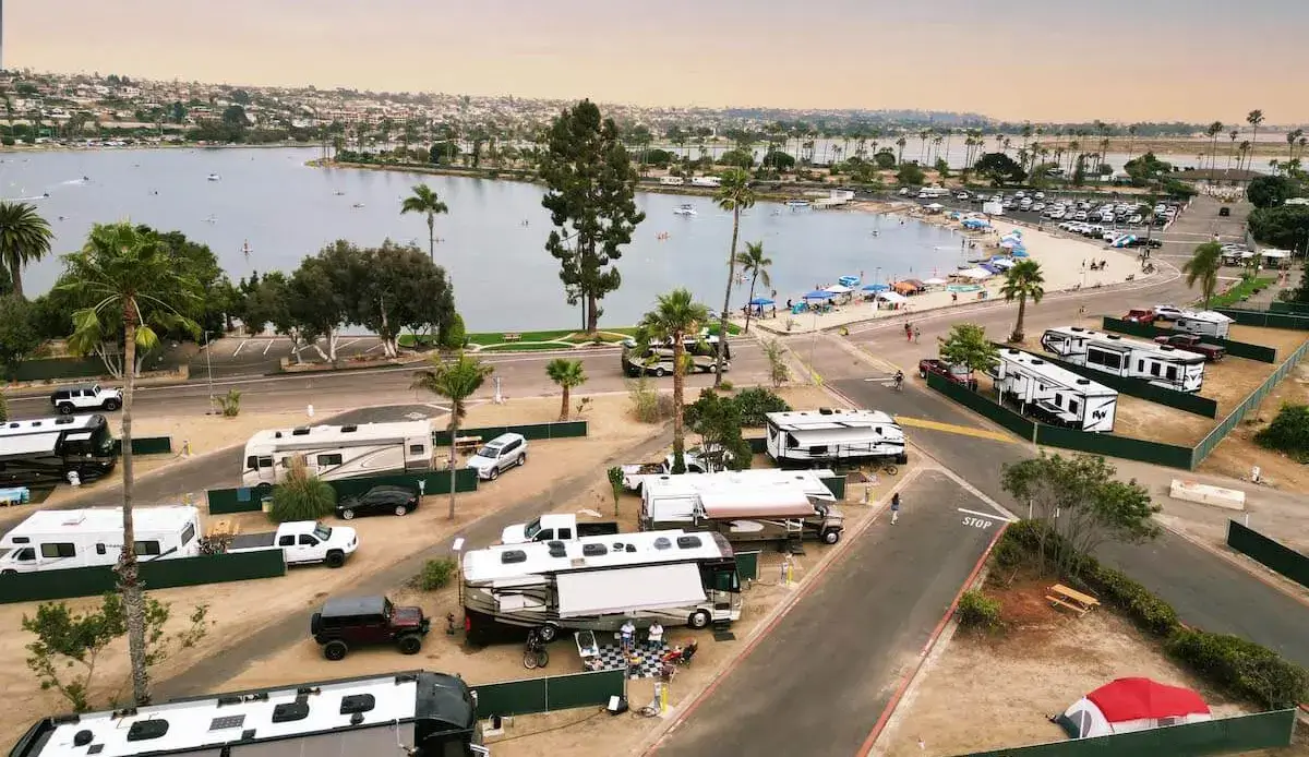 Overhead view of Mission Bay RV Resort's new north campsites